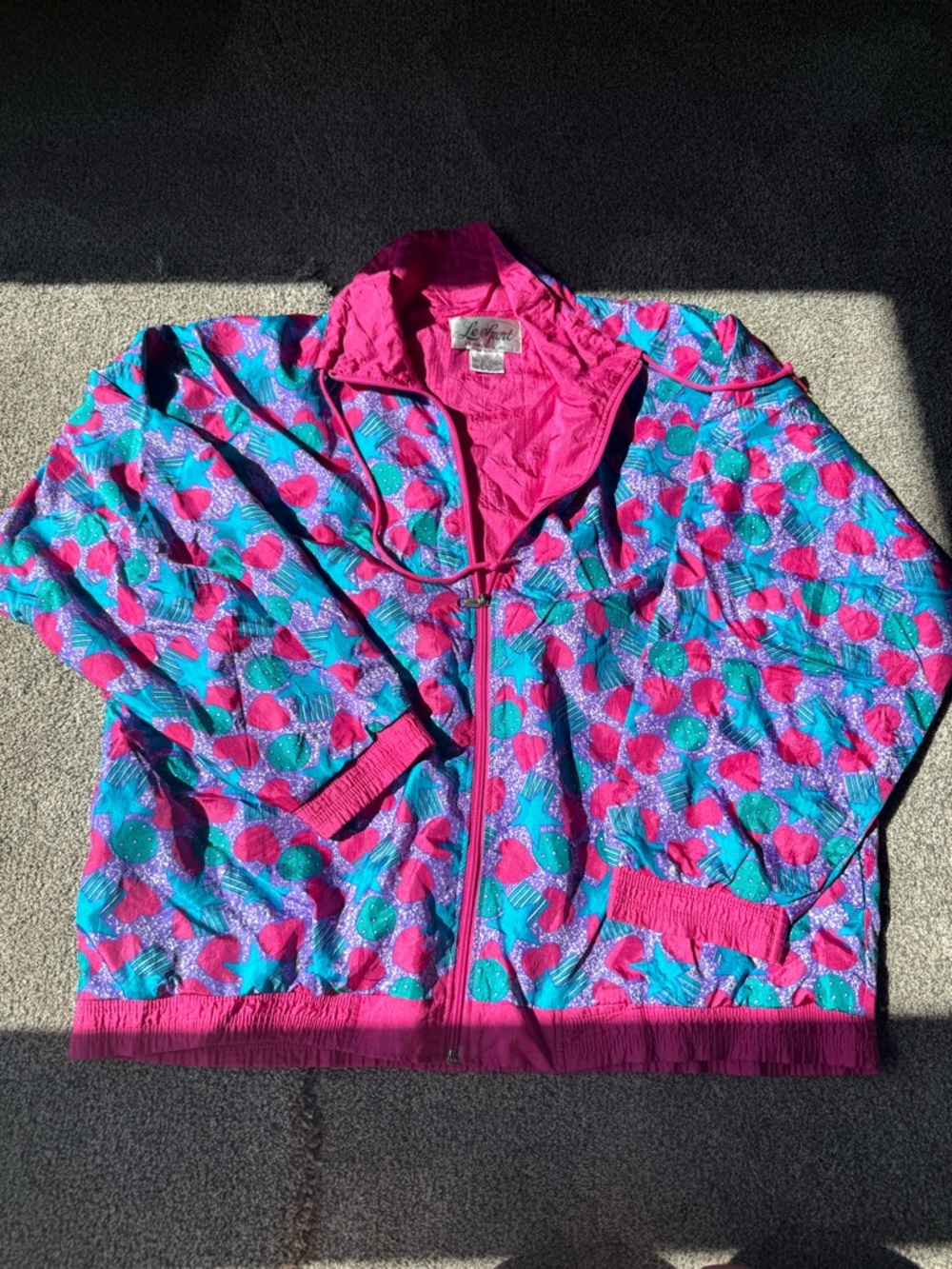 Vintage reversible windbreaker teal pink pattern size XL